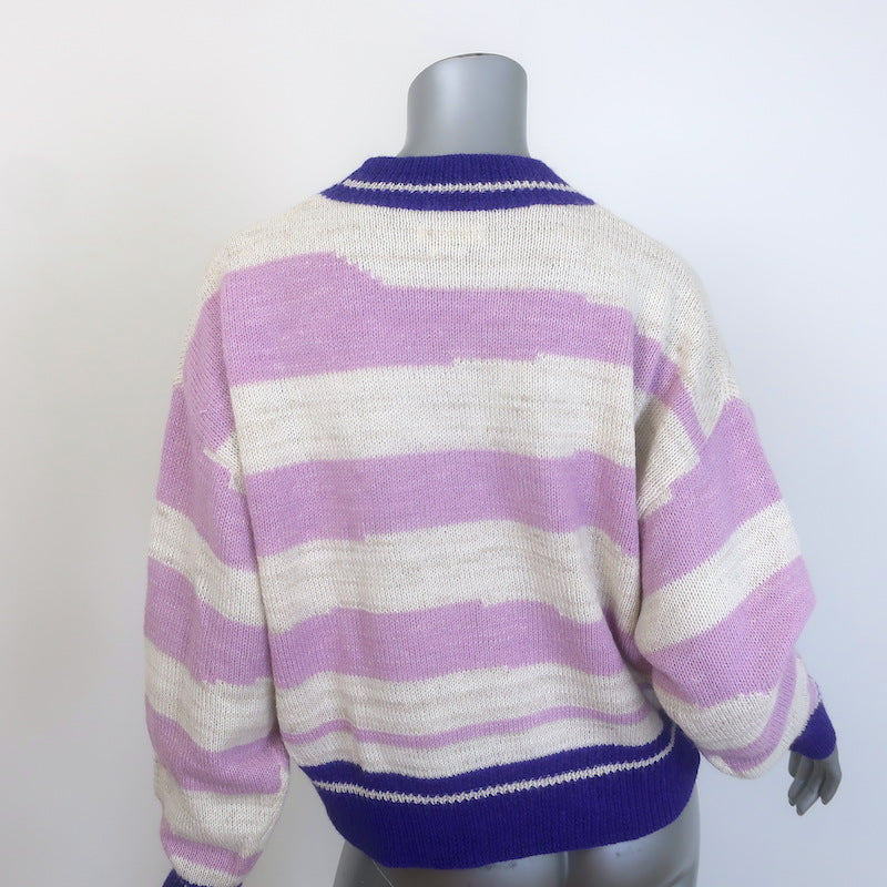 Isabel Marant Etoile Glowy Striped Sweater Lilac/Cream Alpaca-Blend Size 34