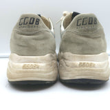 Golden Goose Running Sole Sneakers Silver Leather & Gray Suede Size 38