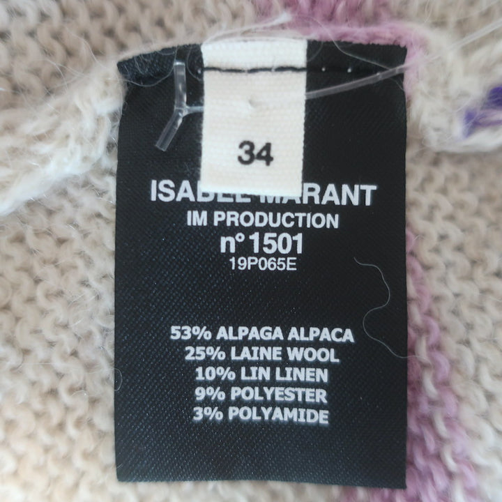 Isabel Marant Etoile Glowy Striped Sweater Lilac/Cream Alpaca-Blend Size 34