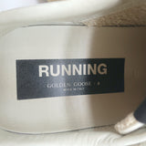 Golden Goose Running Sole Sneakers Silver Leather & Gray Suede Size 38