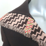 Missoni Fringed Knit-Trim Jacket Dark Brown Wool-Blend Size US 6