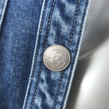 L'Agence Yari Collarless Denim Jacket Blue Stretch Cotton Size Extra Small
