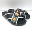 Fendi Flowerland Crisscross Slide Sandals Black Leather Size 38