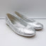 Chanel 16P CC Cap Toe Ballet Flats Silver Metallic Ruched Leather Size 41