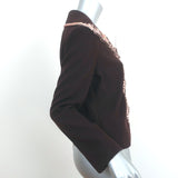Missoni Fringed Knit-Trim Jacket Dark Brown Wool-Blend Size US 6