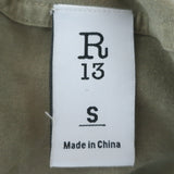 R13 Shrunken Flight Jacket Light Olive Cotton-Hemp Size Small