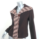 Missoni Fringed Knit-Trim Jacket Dark Brown Wool-Blend Size US 6