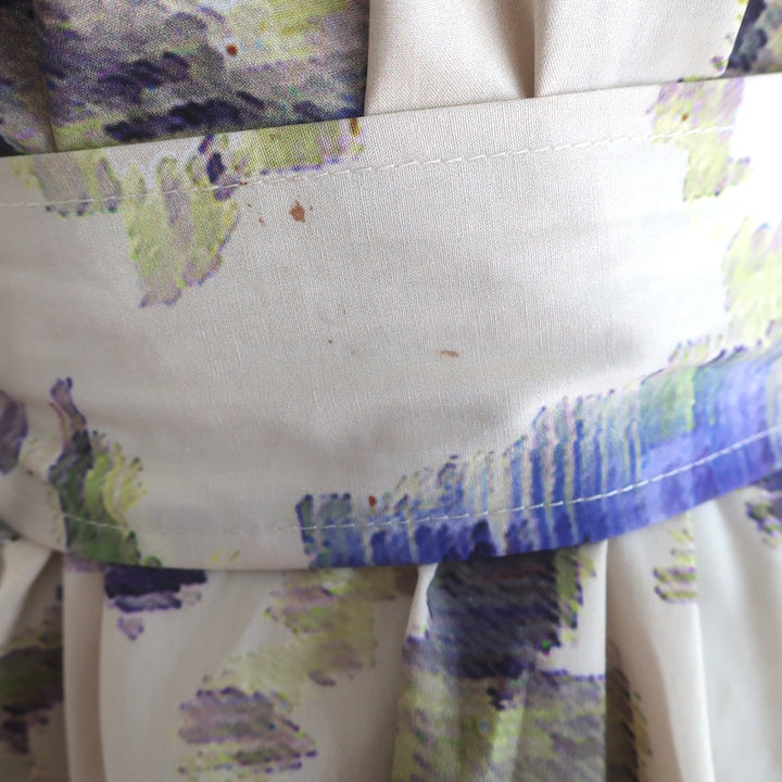 Psophia Puff Sleeve Belted Maxi Dress Ivory Floral Print Poplin Size Extra Small
