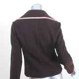 Missoni Fringed Knit-Trim Jacket Dark Brown Wool-Blend Size US 6
