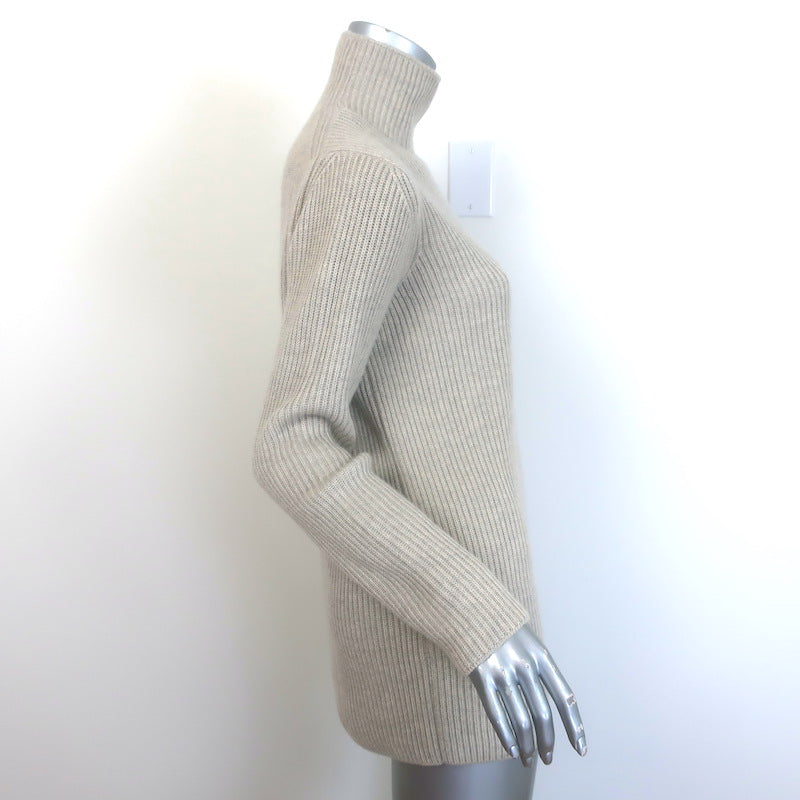Hermes Ribbed Cashmere Turtleneck Sweater Oatmeal Size Small
