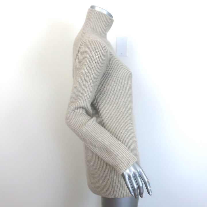 Hermes Ribbed Cashmere Turtleneck Sweater Oatmeal Size Small