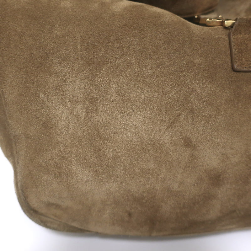 Saint Laurent Le Bea Tote Golden Leaf Suede Large Shoulder Bag