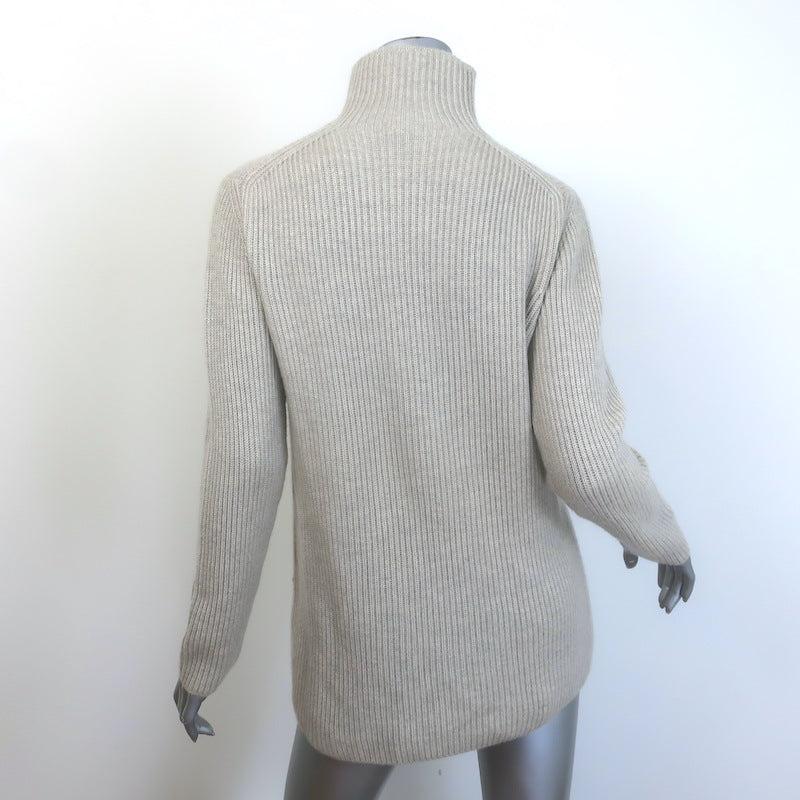Hermes Ribbed Cashmere Turtleneck Sweater Oatmeal Size Small