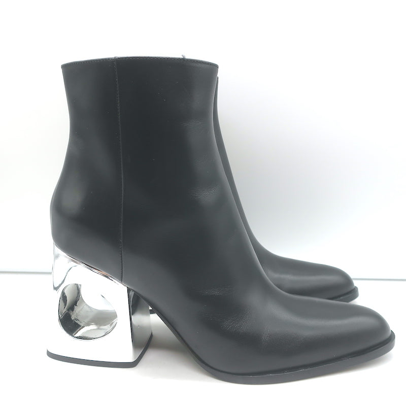 Marni Cutout-Heel Ankle Boots Black Leather Size 38