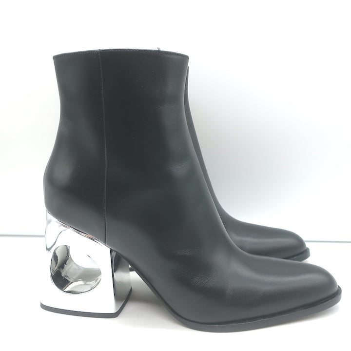 Marni Cutout-Heel Ankle Boots Black Leather Size 38