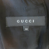 Gucci button-front jacket in black stretch hemp, size 44, pre-owned with authentic luxury detailing