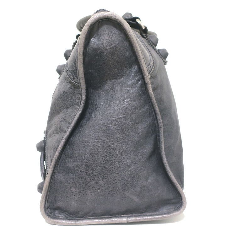Balenciaga Giant Brogues Covered Work Bag Dark Gray Leather