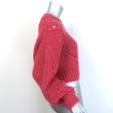 Isabel Marant Irren Cropped Open Knit Sweater Fuchsia Mohair-Blend Size 34