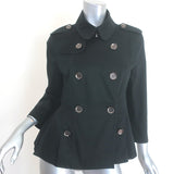 Burberry London double-breasted pleated jacket in black stretch cotton, pre-owned and gently worn luxury outerwear