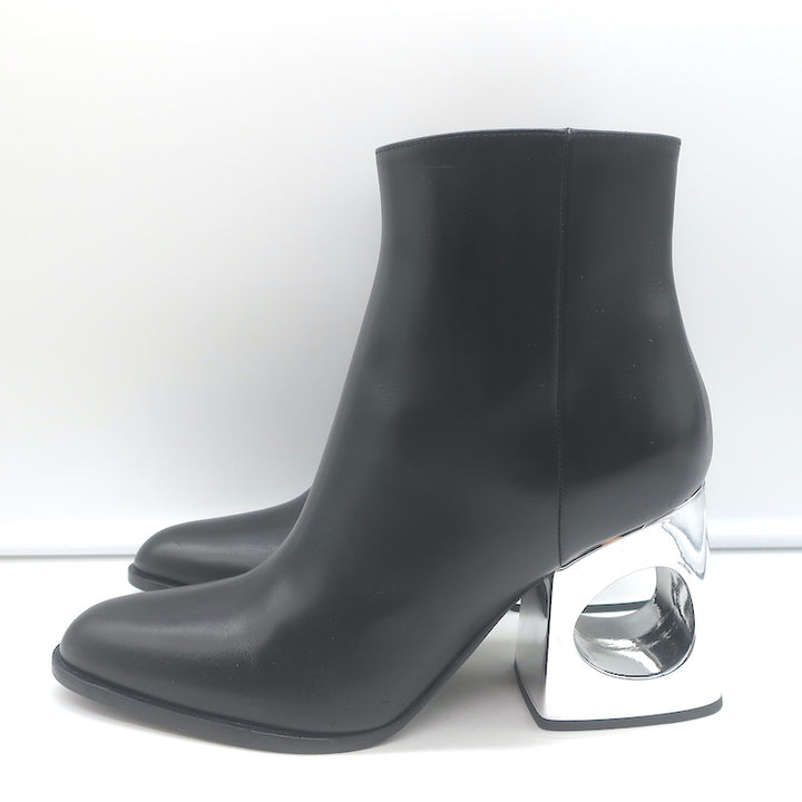 Marni Cutout-Heel Ankle Boots Black Leather Size 38
