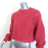 Isabel Marant Irren Cropped Open Knit Sweater Fuchsia Mohair-Blend Size 34