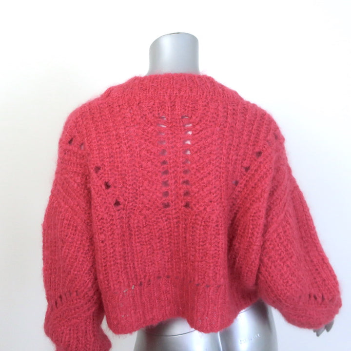 Isabel Marant Irren Cropped Open Knit Sweater Fuchsia Mohair-Blend Size 34