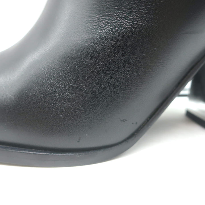 Marni Cutout-Heel Ankle Boots Black Leather Size 38