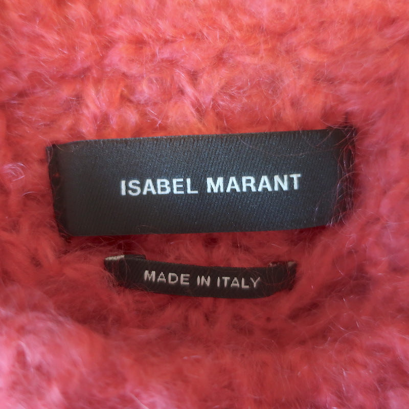 Isabel Marant Irren Cropped Open Knit Sweater Fuchsia Mohair-Blend Size 34