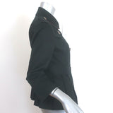 Authentic Burberry double-breasted pleated jacket in black stretch cotton, size US 8 — pre-owned, gently worn