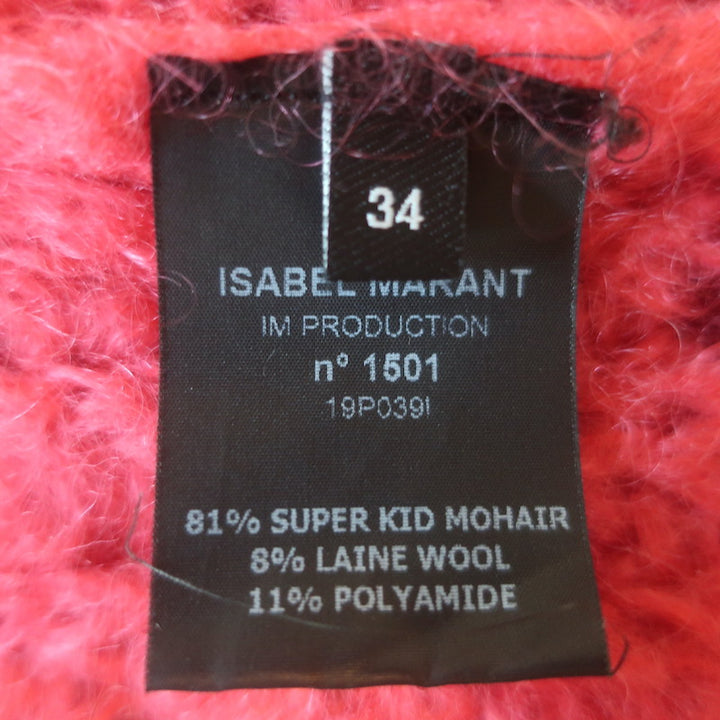Isabel Marant Irren Cropped Open Knit Sweater Fuchsia Mohair-Blend Size 34