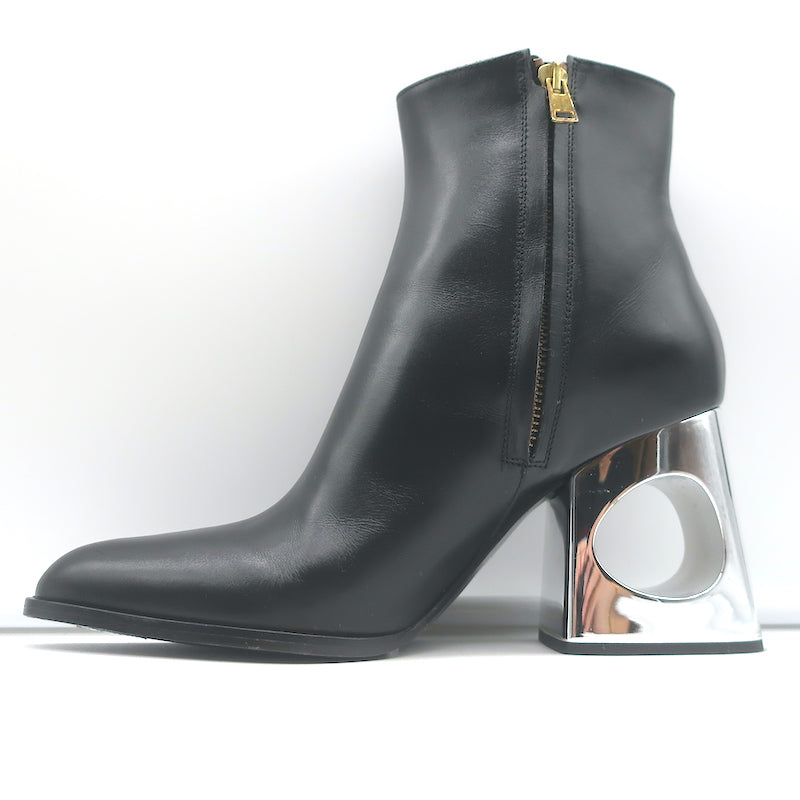 Marni Cutout-Heel Ankle Boots Black Leather Size 38