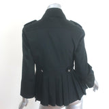 Burberry London double-breasted pleated jacket in black stretch cotton, authentic pre-owned, size US 8