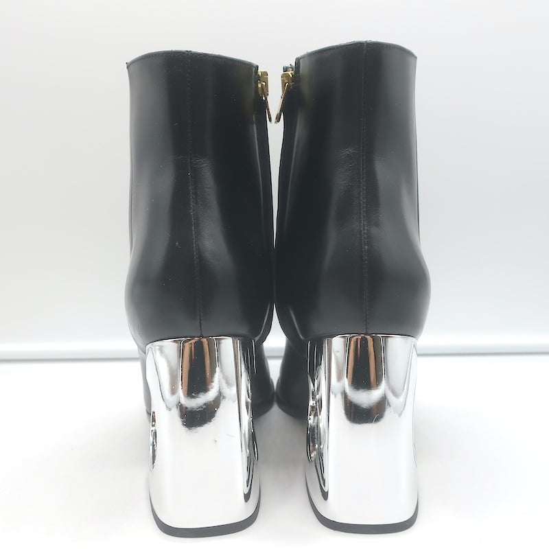 Marni Cutout-Heel Ankle Boots Black Leather Size 38