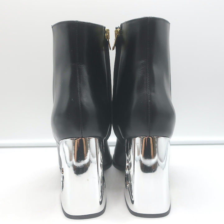 Marni Cutout-Heel Ankle Boots Black Leather Size 38