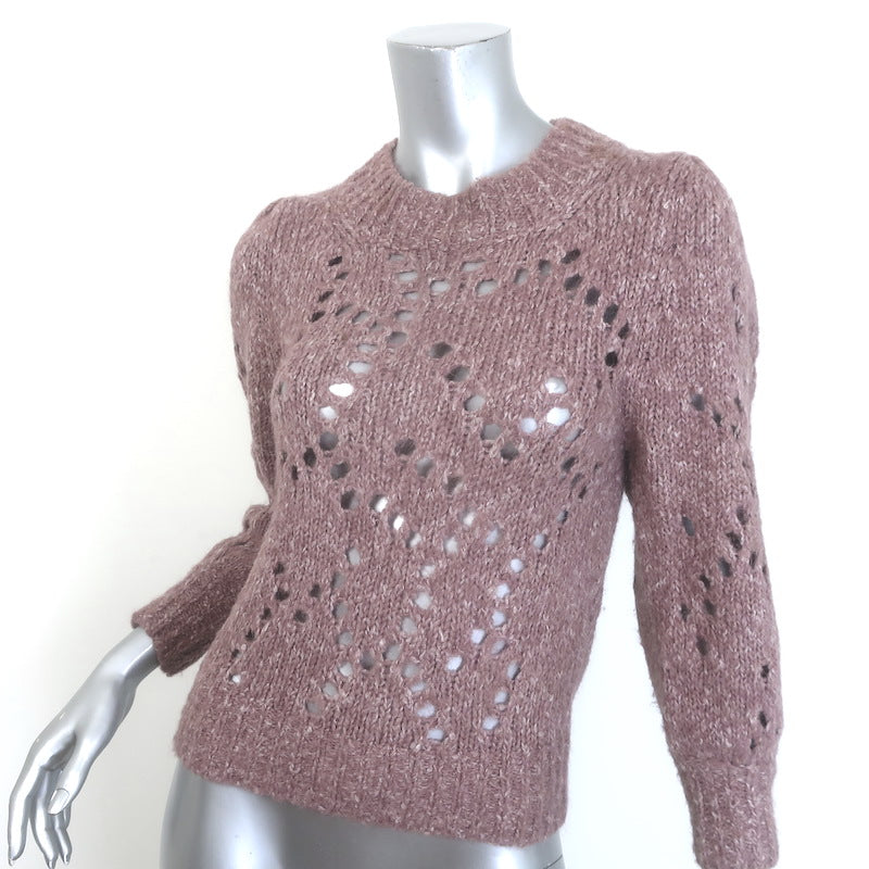 Isabel Marant Etoile Sineady Pointelle Knit Sweater Mauve Alpaca-Blend Size 36