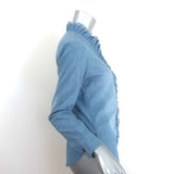 Isabel Marant Etoile Lawendy Ruffle Shirt Blue Chambray Stretch Denim Size 36