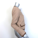 L'Agence Zaya Faux Leather-Trim Collarless Tweed Jacket Beige Size 2 NEW