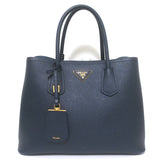 Prada Double Medium Tote Navy Saffiano Leather Shoulder Bag