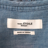 Isabel Marant Etoile Lawendy Ruffle Shirt Blue Chambray Stretch Denim Size 36