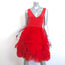 Zac Posen Sleeveless Dress Red Stretch Silk & Layered Organza Size 6