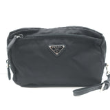 Prada Nylon Wristlet Pouch Black Small Clutch Bag