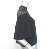 Nili Lotan Lucie Lace-Yoke Blouse Black Silk Size Extra Small NEW