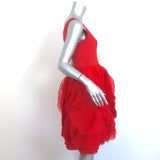 Zac Posen Sleeveless Dress Red Stretch Silk & Layered Organza Size 6