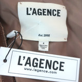 L'Agence Zaya Faux Leather-Trim Collarless Tweed Jacket Beige Size 2 NEW