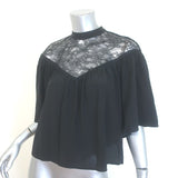 Nili Lotan Lucie Lace-Yoke Blouse Black Silk Size Extra Small NEW