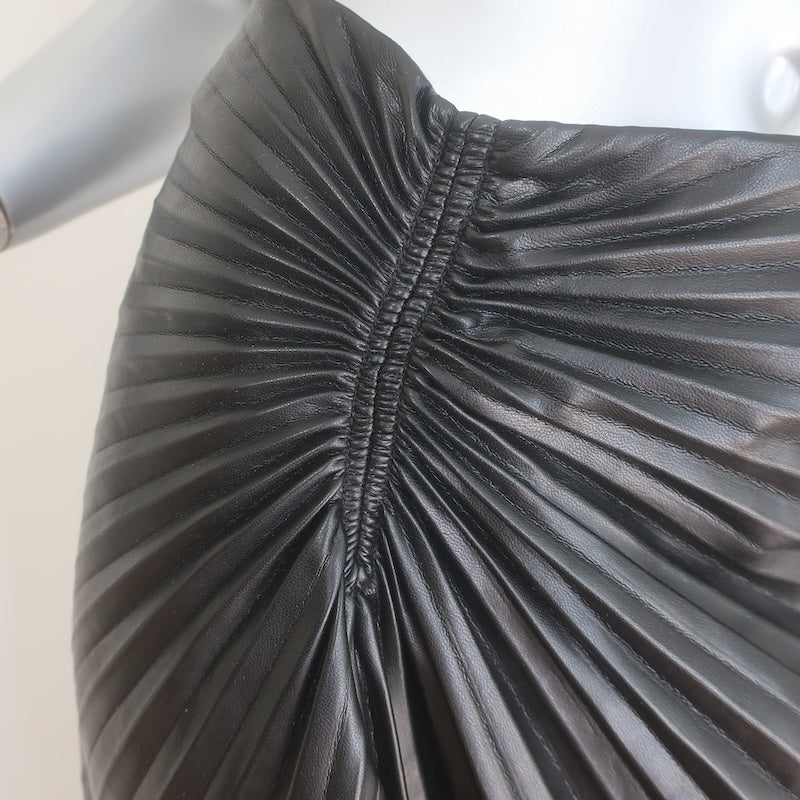 A.L.C. Tracy Pleated Vegan Leather Asymmetric Midi Skirt Black Size 2
