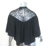 Nili Lotan Lucie Lace-Yoke Blouse Black Silk Size Extra Small NEW
