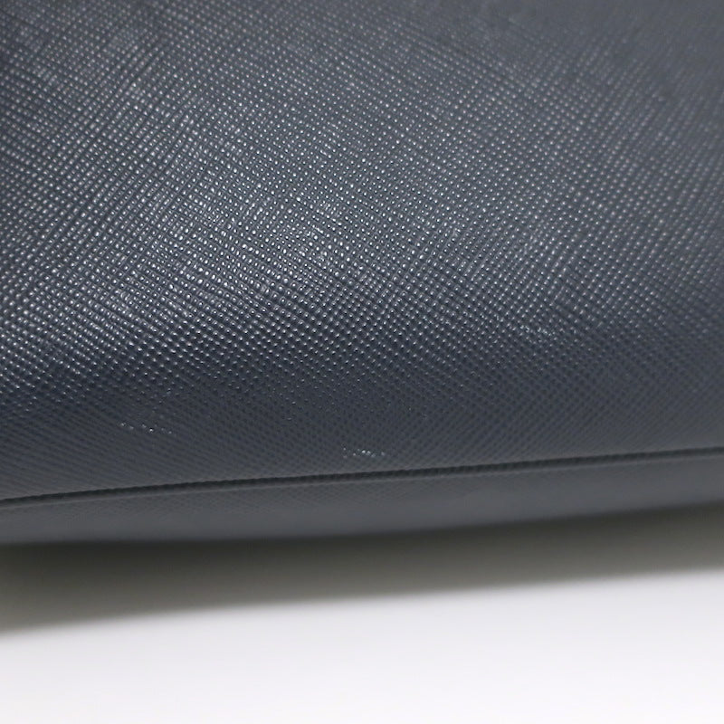 Prada Double Medium Tote Navy Saffiano Leather Shoulder Bag