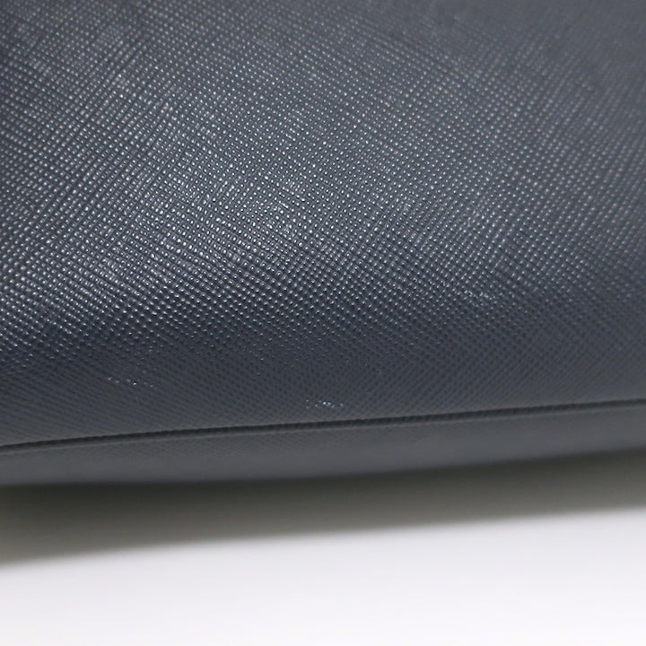 Prada Double Medium Tote Navy Saffiano Leather Shoulder Bag