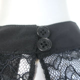 Nili Lotan Lucie Lace-Yoke Blouse Black Silk Size Extra Small NEW
